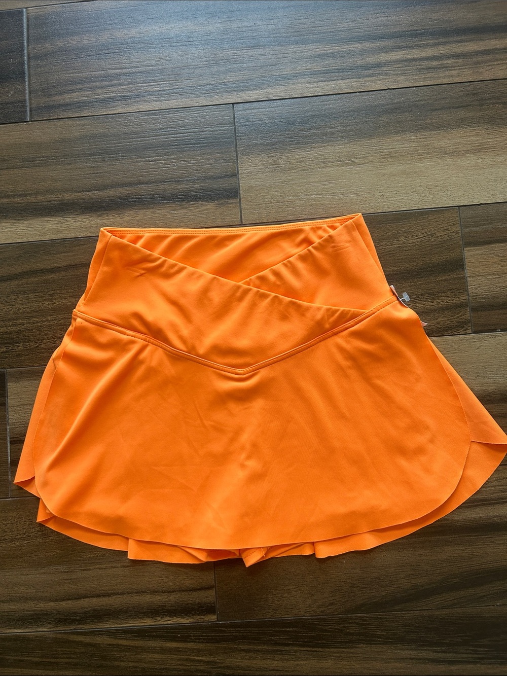 Bright Orange Athletic Skort with Crossover Waistband